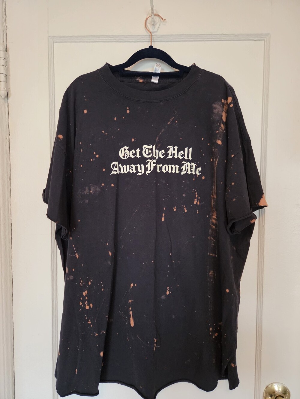 NEW PEBBY FOREVEE-GET THE HELL AWAY FROM ME BLEACHED SIDE SLIT TEE